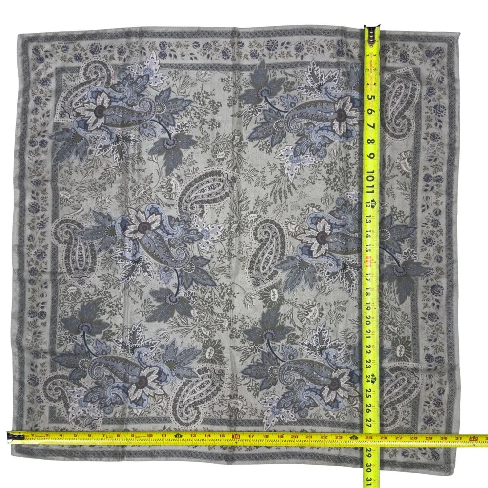Jones New York Scarf Hand Rolled Hem Paisley Floral Print‎ Sage Green 30